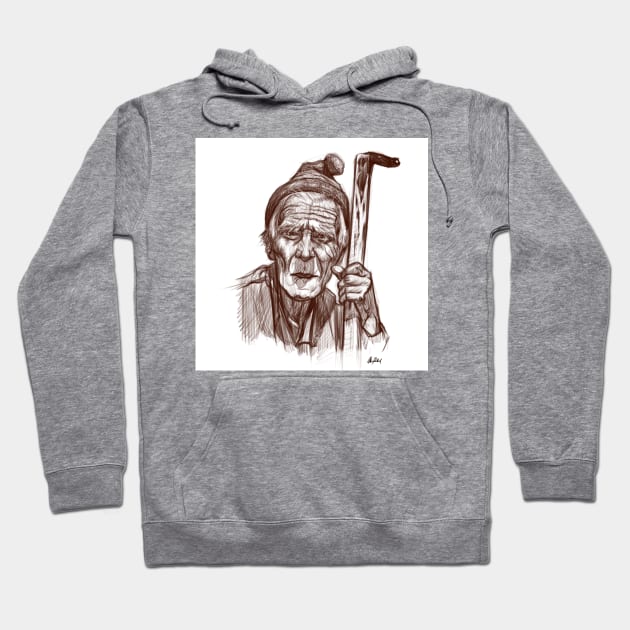 old man Hoodie by Artofokan